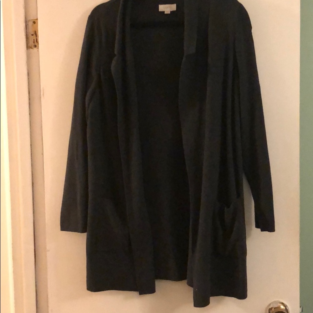 Loft open cardigan gray